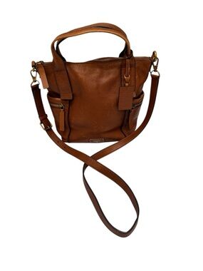 Fossil Emerson Satchel Medium Brown Cow Hide Leather Crossbody Bag Purse